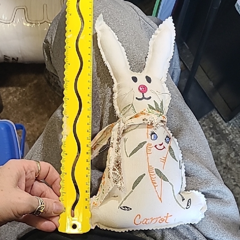 White Bunny Plush with Embroidered Details